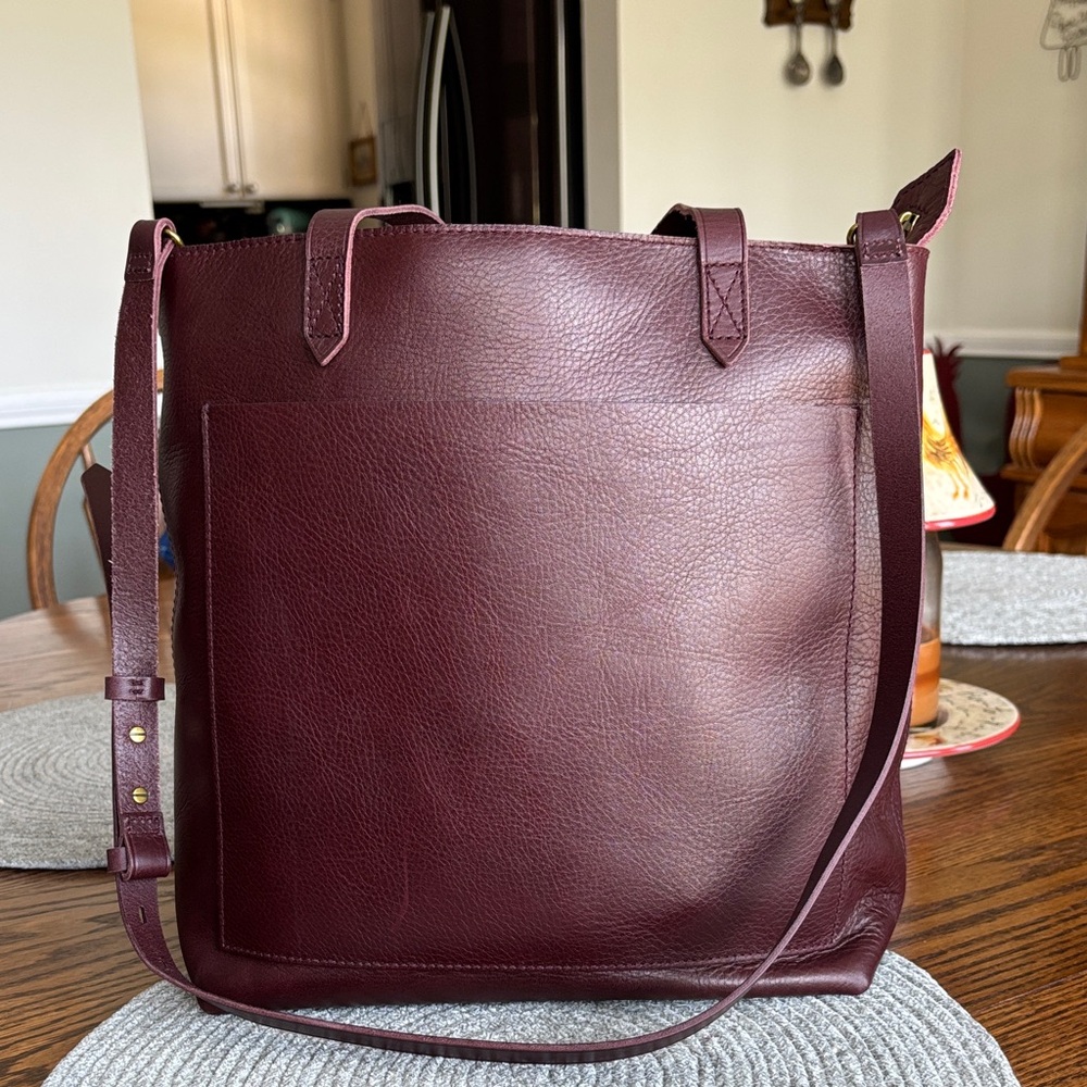 Madewell Burgundy Leather Tote Bag